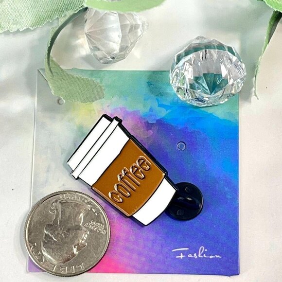 Coffee Cup Lapel Pin Latte Drink Hot Drink Cup Brooch Badge Jewelry Gift Pin - Picture 2 of 5
